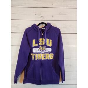 NCAA Womens Purple LSU‎ Tigers Team Apparel Full Zip Long Sleeve Hoodie Medium
